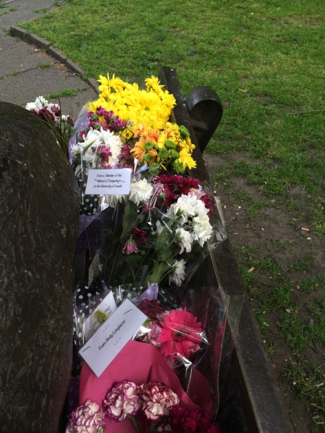 These flowers are "From a Member of the School of Computing at the University of Leeds" and "From Andy Longhurst."